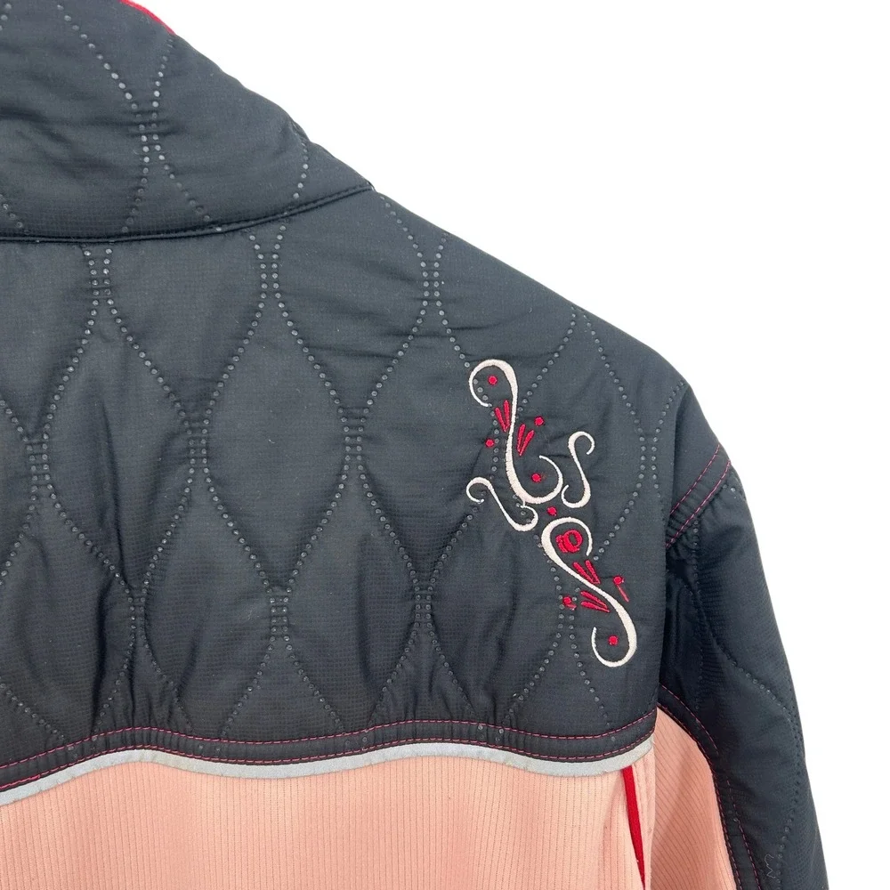 Pearl Izumi Quilted Cycling Jacket XL Black Pink Gorpcore Sporty Bike Wear